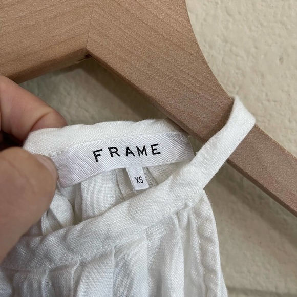 FRAME Tie Back Halter Neck Sleeveless Linen Blouse Tank Top Off White Cream XS - Picture 8 of 12